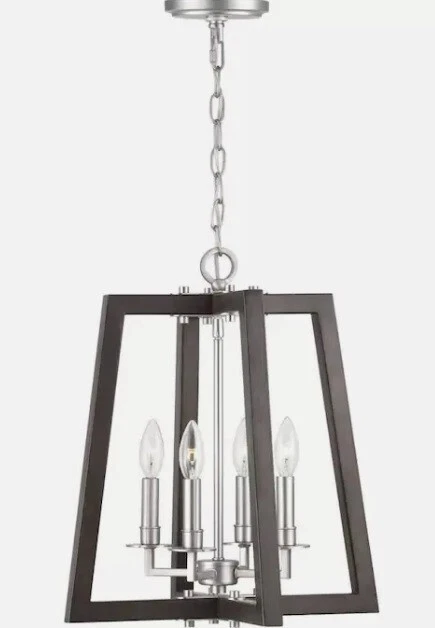 Linterna colgante Progress Lighting Forrester madera de teca níquel satinado - NIOB Foto 2 de 4