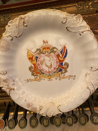 1902 KING EDWARD VII & QUEEN ALEXANDRIA Coronation CERAMIC PLATE 8 5/8” VG ! - Picture 3 of 7