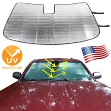Foldable Front Windshield Sun Shade Sun Visor Silver For Chevrolet Silverado 14+