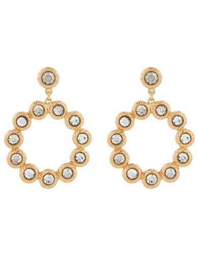 ACCESSORIZE BILLIE STATEMENT DROP GOLD CRYSTAL CIRCLE HOOP EARRINGS MONSOON - 第 2/2 張圖片