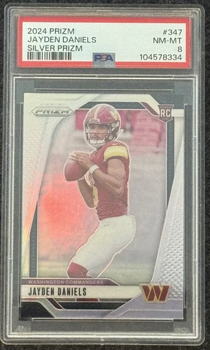 2024 Panini Prizm #347 Jayden Daniels RC Silver Prizm PSA 8
