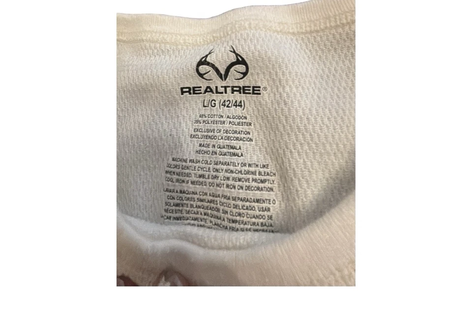 Camiseta Realtree Para Hombre Grande Blanca Capa Base Rendimiento Térmico Absorbente Poliéster Foto 4 de 4