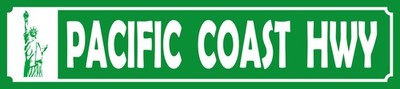 Blechschild 10x46 cm Pacific Coast HWY Freiheitsstatue Deko Geschenk  Schild