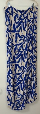 Anthropologie Corey Lynn Calter Strapless Blue & Ivory Print Jumpsuit Women s L