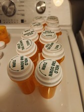 Lot 12 Empty Medicine Pill Plastic Amber Bottles Containers Prescription Crafts