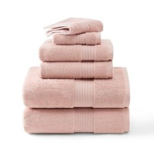 TOWN & COUNTRY EVERYDAY 6-Piece Assorted Solid Dobby Border Set, 2-Bath Blush