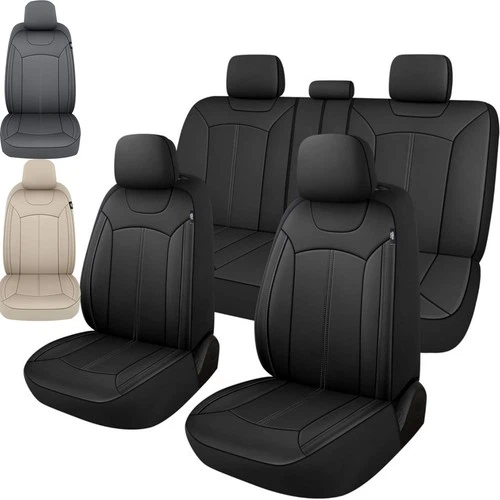 For Ford Leather Car Seat Covers Full Set 5-Seat Front Rear Split Bench Cushion