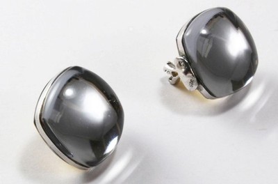 BACCARAT GROSSE VERSION MEDICIS 925 STERLINGSILBER UND KRISTALL CLIP ON OHRRINGE