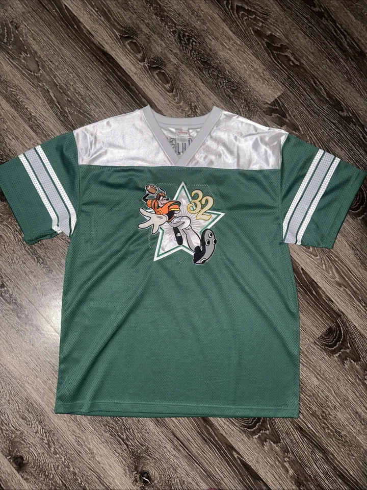 Camiseta deportiva de fútbol americano GOOFY #32 de colección de Disney para adultos GRANDE verde retroceso Foto 2 de 4