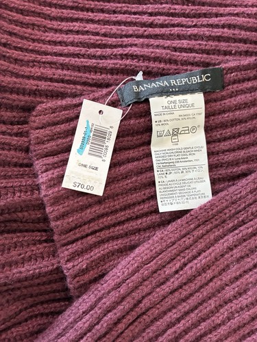 New Banana Republic Knit Scarf Burgundy Cotton Blend 10”x62” - Picture 4 of 14