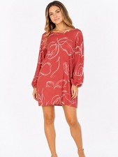 A New Day Coral Floral Long Sleeve Shift Mini Dress XXL NWT Plus