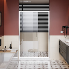 48.in W x 72.in H Single Sliding Shower Door, 1/5 inch Thick Clear Tempered Gl