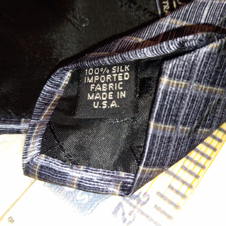 MURANO XL Purple & Black 100% Silk Tie Hand Made In USA W:4" LG 66" extra long - Image 3 of 4