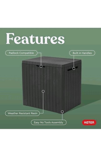 City 30 Gallon Resin Outdoor Storage Box and Patio Furniture Side Table for P... - Picture 3 of 8