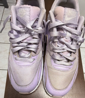 Nike Air Max 90 Purple Beige Mesh Sneakers Unisex Kids 7Y Lace Up