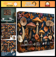 1000 Piece Vintage Mushroom Jigsaw Puzzle - Nature Forest Art, Unique Challeng