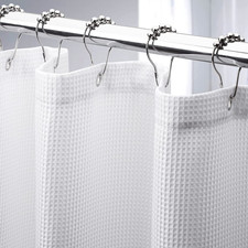 Extra Long Shower Curtain 72x84 White Waffle Fabric Heavy Duty Hotel Quality