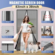 US Magnetic Screen Door Mesh Curtain Durable Hand Free Anti-Mosquito Net 39"x83"
