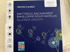 Protect-A-Bed Allerzip Smooth Mattress Encasement, Waterproof, Queen/Grand