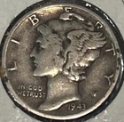 *1943 D Mercury Dime 90% SILVER **FREE SHIPPING**