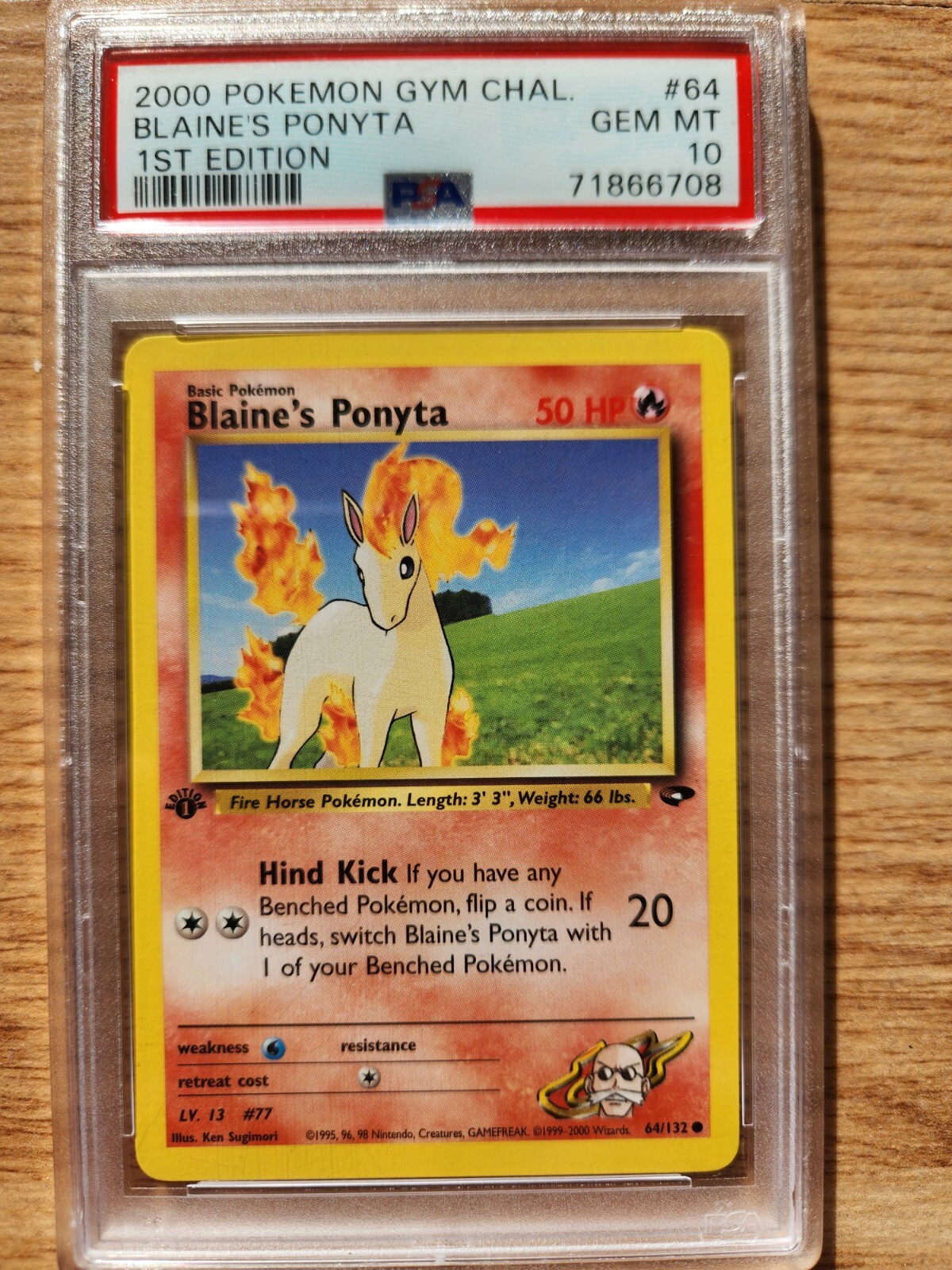 2000 Pokemon Gym Challenge 1st Edition Blaine's Ponyta 64/132 PSA 10 GEM MINT