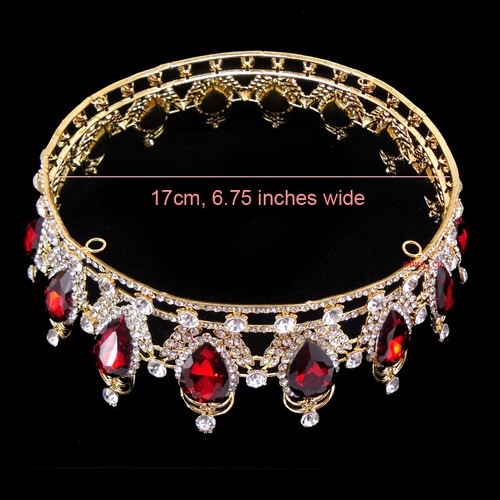 Corona redonda de 6,7"" de ancho cristal grande oro rey reina boda baile de graduación reina princesa - Imagen 44 de 50