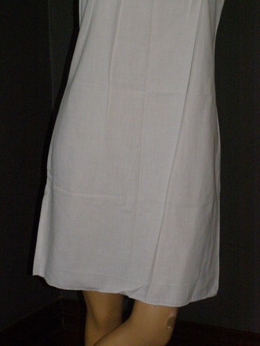Vintage 60's white shift dress YARN EMBROIDERED colored FLOWERS cotton MOD M L - 第 4/13 張圖片