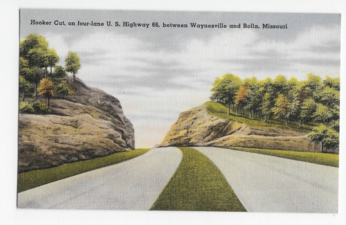 Waynesville Rolla Missouri Hooker Cut US Highway 66 Linen Vintage Postcard - Picture 1 of 2