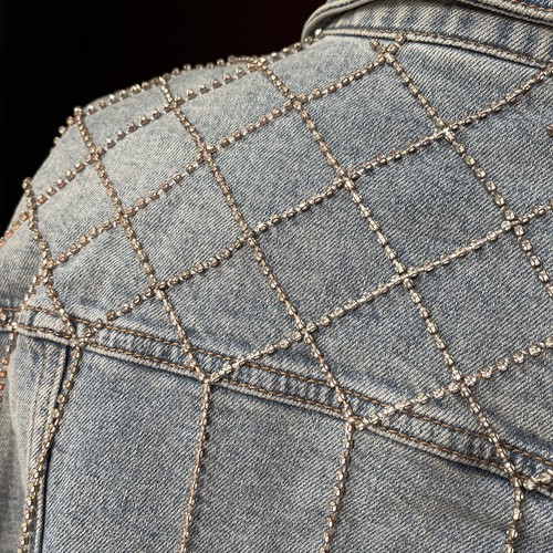 true religion denim jacket Embellished XL Chest 46” Sparkly Tassels - Picture 3 of 9