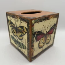Annie Modica Butterfly Tissue Box Cover Decoupage Technique Hand Painted