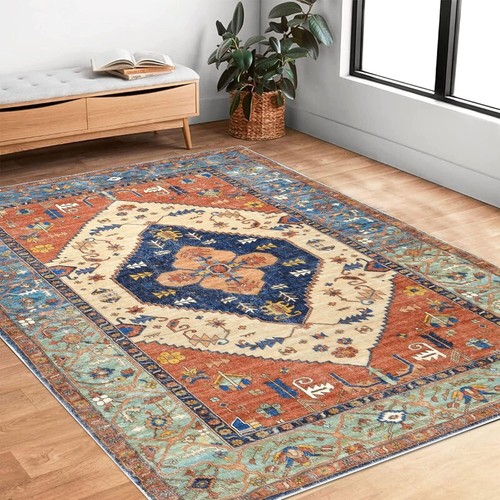 Vintage 4x6 Rug - Retro Kitchen Accent & Soft Non-Slip Carpet for Living Room - Picture 3 of 8