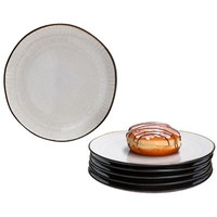 6X Reactive Glaze Dark Cement Kuchenteller 6 Pers. Grau FrüHstüCksteller Dessert