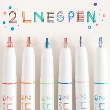 2 Lines Pen Morandi Creative Colorful Bullet Journal Note Taking Drawing
