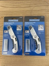 (2 Pack) Personna Folding Carpet Knife, w/6 Round Corner Blades, 63-0222