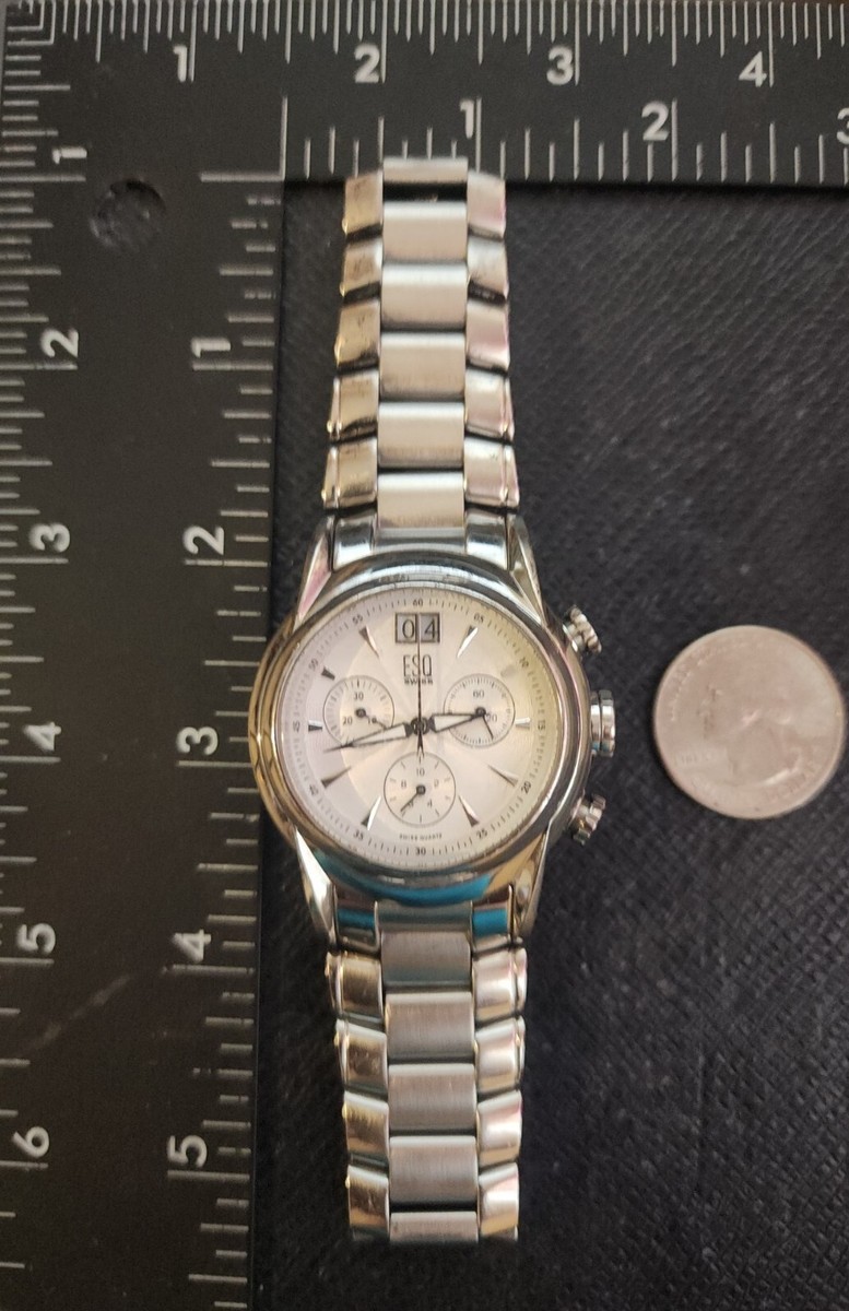 ESQ swiss クロノグラフ　メンズ　腕時計 Movado Esq Swiss Chronograph White Guillouche Date Dial,Dual