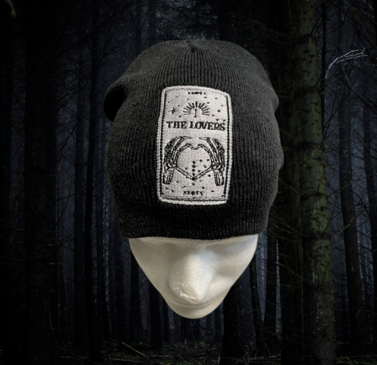Embroidered The Lovers Tarot Beanie Hat for Winter Warmth-image