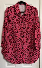 SHEIN CURVE WOMENS SIZE OXL (US 12) PINK LEOPARD PRINT BUTTON DOWN