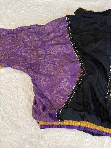 90’s Windbreaker Hip Hop Sport bomber jacket purple Gold Medium Dopamine - Picture 9 of 16