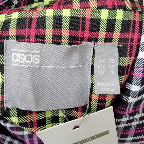 Asos Curve Blazer Double Breasted Womens 18 Multicolor Plaid Colorblock - Picture 4 of 12