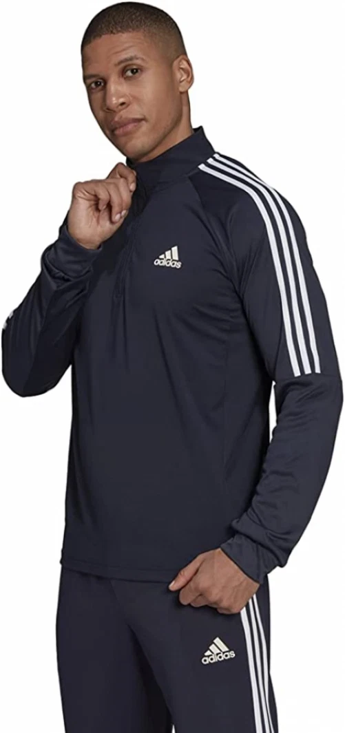 adidas Men s Aeroready Sereno Cut 3 Stripes Slim 1 4 zip Training Top