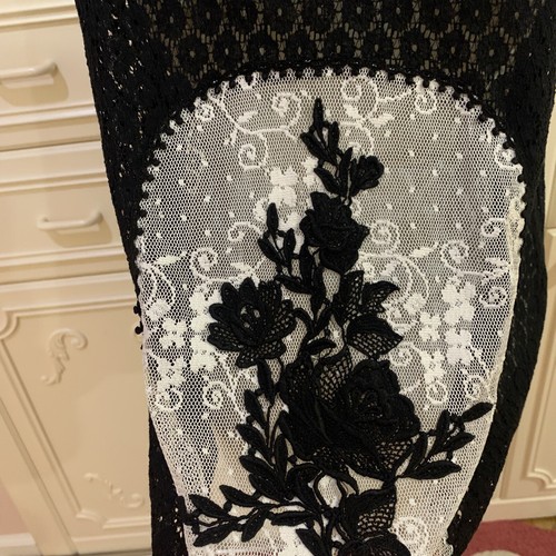 ANNA SUI BLACK LACE W/WHITE FLORAL EMBROIDERED INCERT TUNIC BLOUSE SLEEVELESS M - Picture 8 of 13