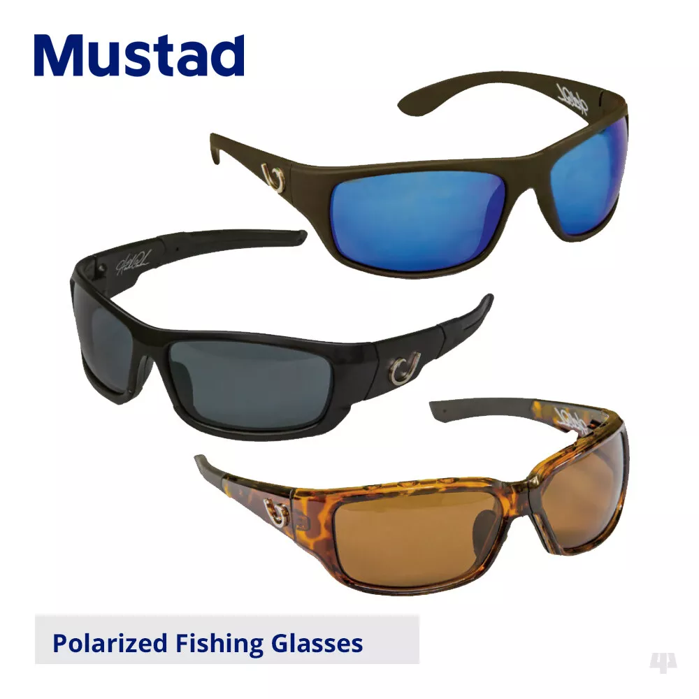 Mustad Hank Parker Polarized Sunglasses - Black Frame-Smoke Lens-Blue Revo