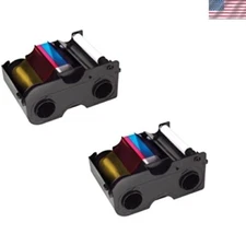 Bundle of 2 Fargo 45000 YMCKO Ribbons & Cleaning Supplies for ID Printers