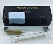 Accurate Alcohol Hydrometer Kit 0-100% ABV Proof Tralle 0-200 For Spirit Whiskey