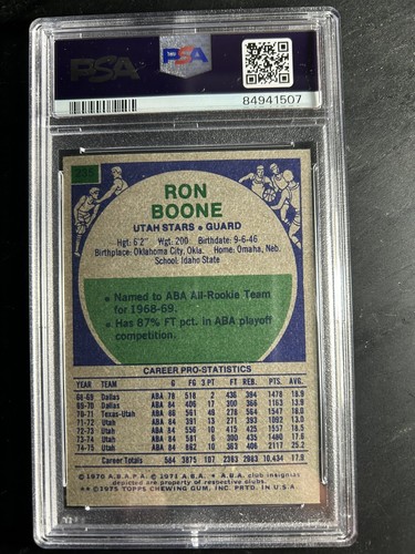 1975 Topps #235 Ron Boone PSA 9 ABA 1st Team All-Star Utah Stars - Picture 2 of 2