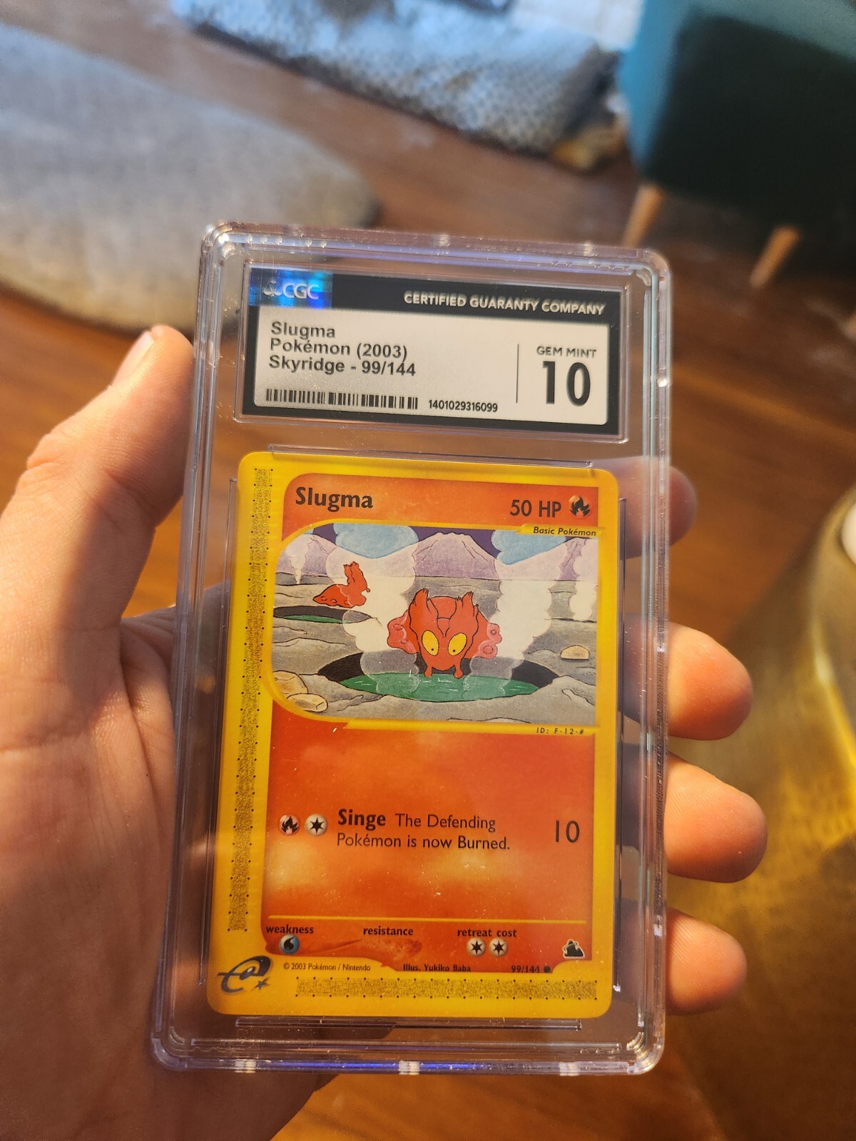 (TOP POP 9) CGC 10 GEM MINT Slugma 99/144 Skyridge E Reader Pokemon Card 2003