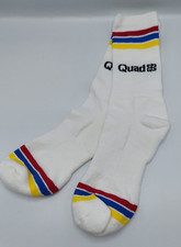 New 1980'S Tri Colored Quad Graphics Terry Bottomed Crew Socks One Size