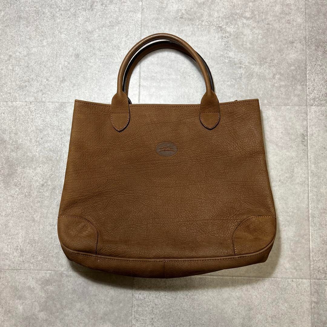 中古vintage ヨーロッパ バッグ Longchamp Nubuck Totebag Handbag Brown Vintage 90s Rare Used