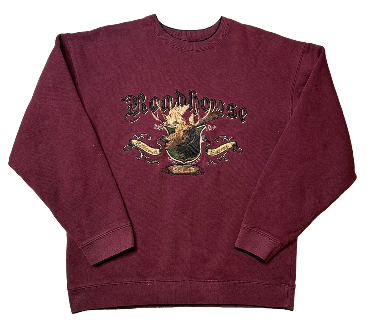 Croft and Barrow Sweatshirt Mens XL Burgandy Moose Outdoors Nature Crewneck  | eBay
