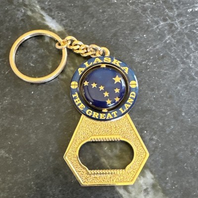 Alaska Spinner Key Chain Bottle Opener 49th State Great Land Stars Constellation